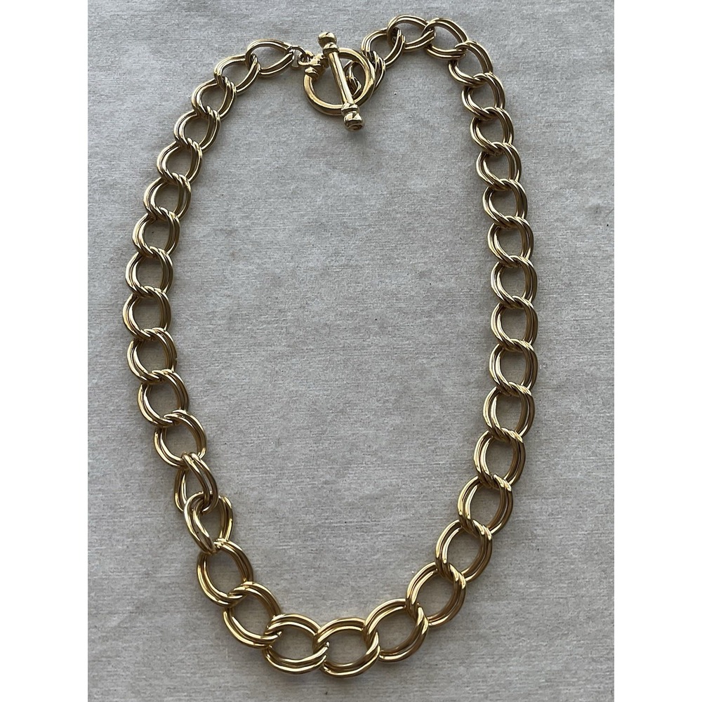 chunky gold-tone double-link chain necklace Vintage Estate Jewelry